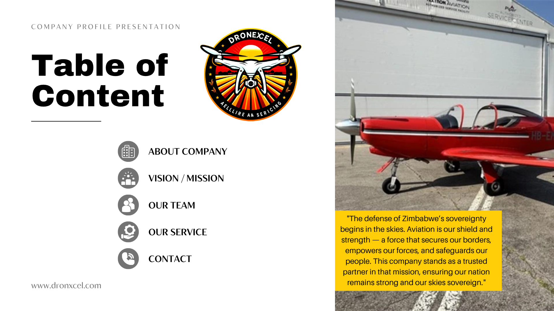 DronXcel company profile slide 2